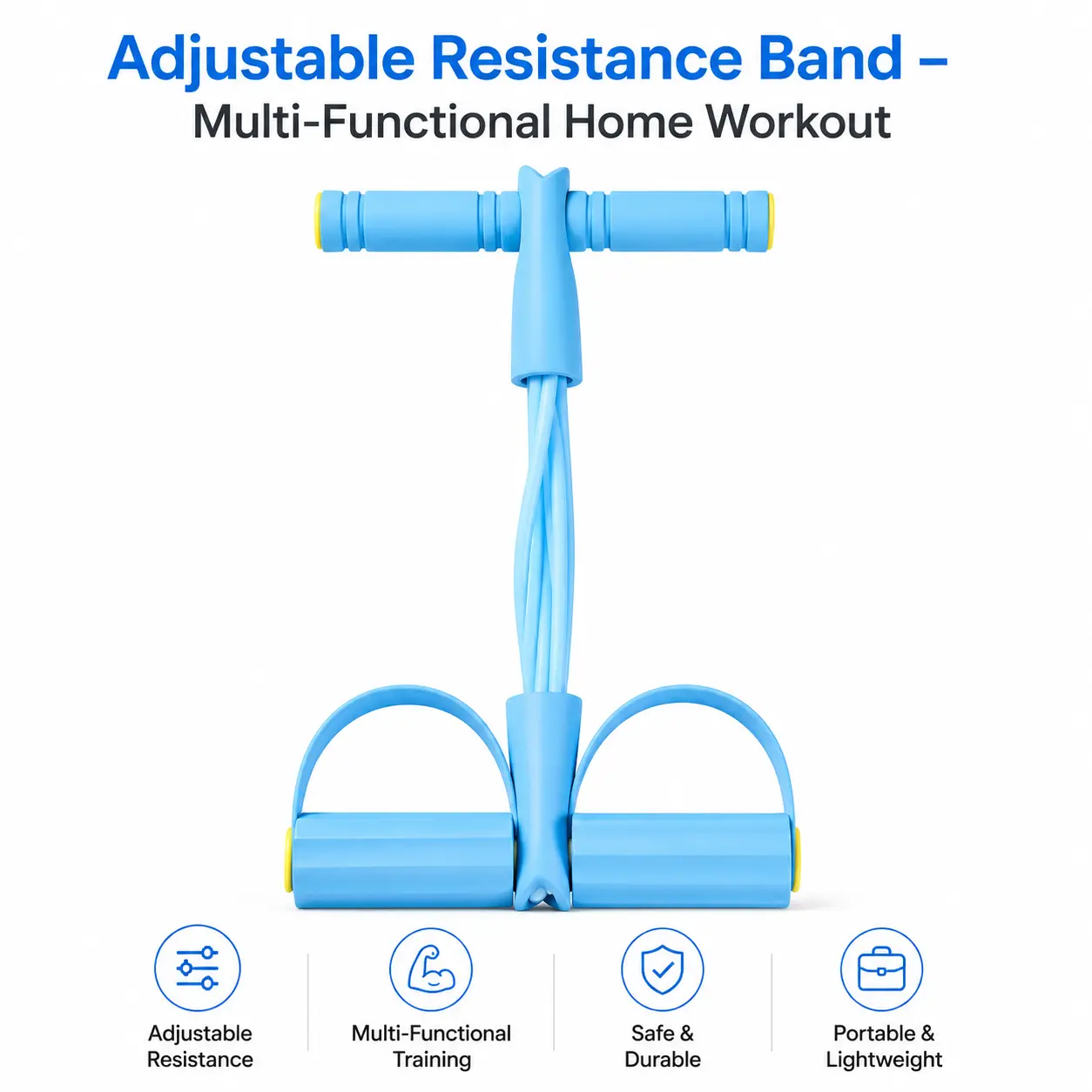Elastic Pedal Pull Rope with Handles, Portable Exercise Gear for Full Body Strength Training and Yoga Fitness Workouts