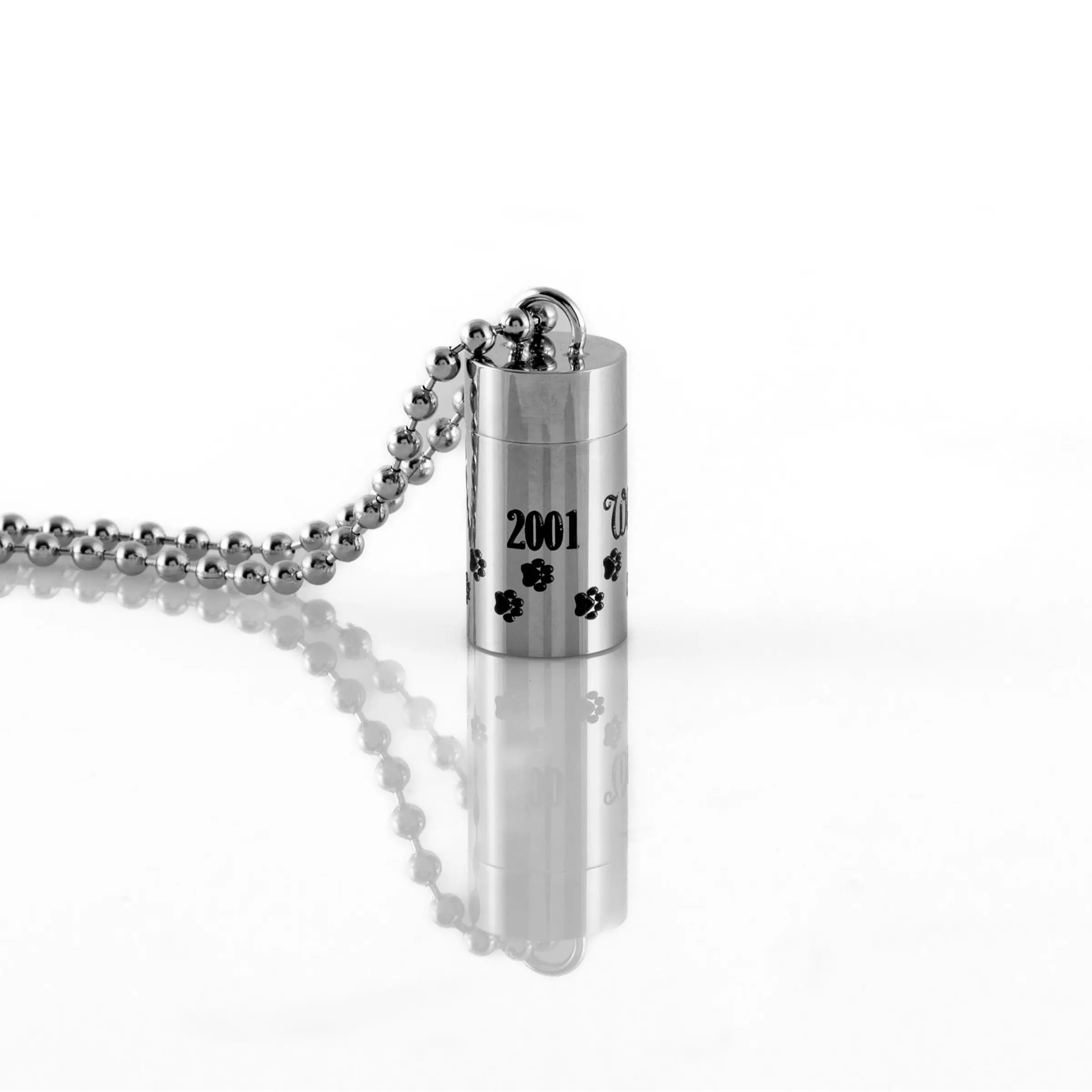 Engraved Memorial Stainless Polished Capsule 22" Chain