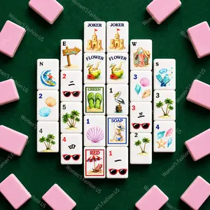 Coastal Mahjong Set 152 Tiles | Summer Beach House Game Night & Vacation Fun Gift