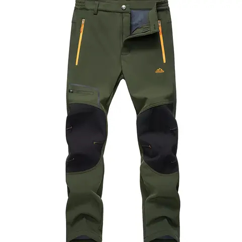 MAGCOMSEN Menswear Men's Winter Outdoor Sports Pants - Elastic Polyester Softshell, Water-Resistant, 4 Pockets (2 Zipper Side Pockets), Fleece Warm Liner, Custom Fit, Built for Hiking & Skiing
