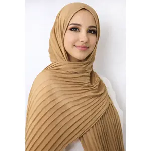 Pleated Chiffon Hijab - Camel