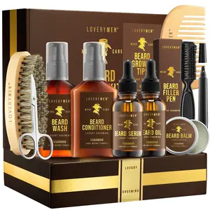 LoveryMEN Beard Care Kit - 12pc Mens Grooming Gift Set