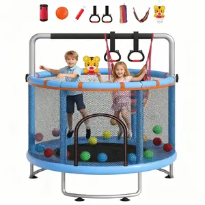Kids Trampoline, Kids Toddler Trampoline (60" Mini Bouncer) – Indoor Outdoor (Indoor Jumper/Kids Playgrounds), 500-600lbs Capacity, Safety Enclosure Net (With Guard Net), with Swing/Basketball Hoop/Ocean Balls, Fun Active Play fitness trampoline