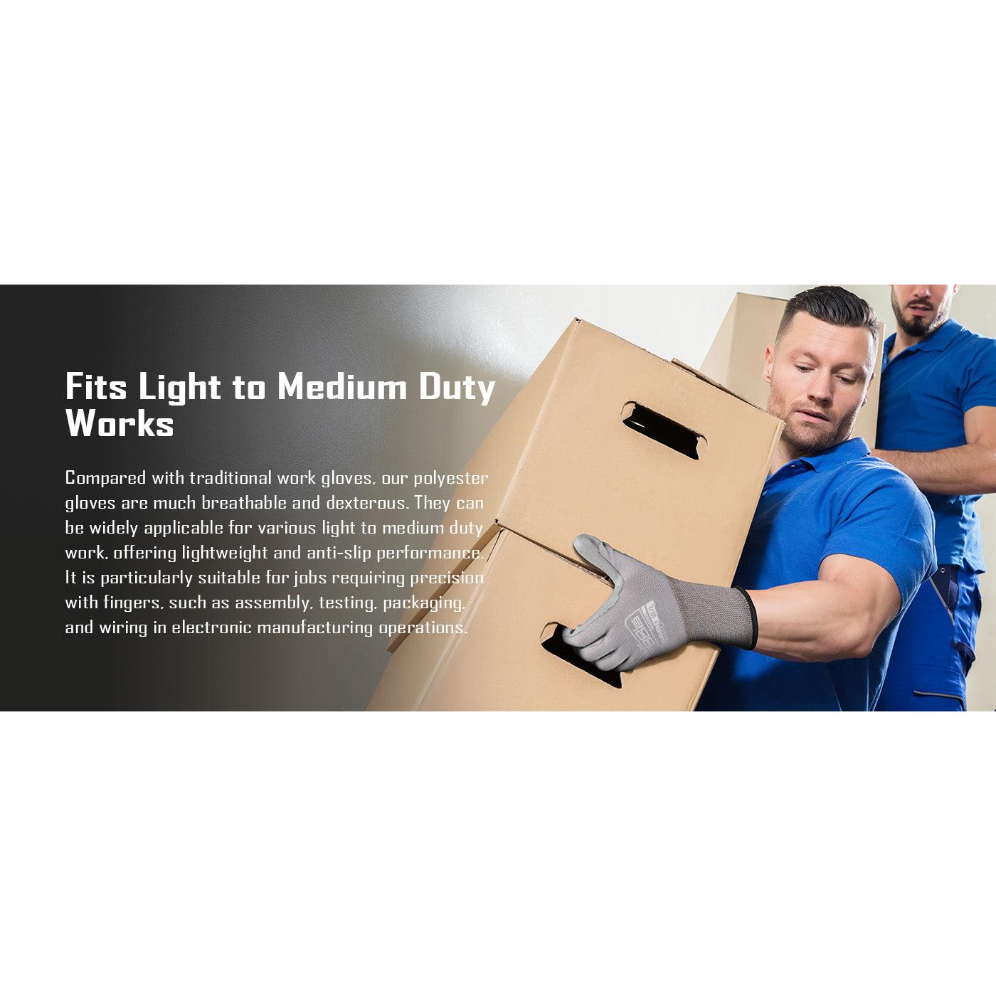 COOLJOB 12/60/120 Pairs Safety Work Gloves Pack Bulk with Grip PU Coating（Grey）