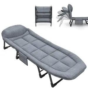 Adjustable Folding Camping Bed|Lightweight and portable|Built-in Pillow + Side Pocket