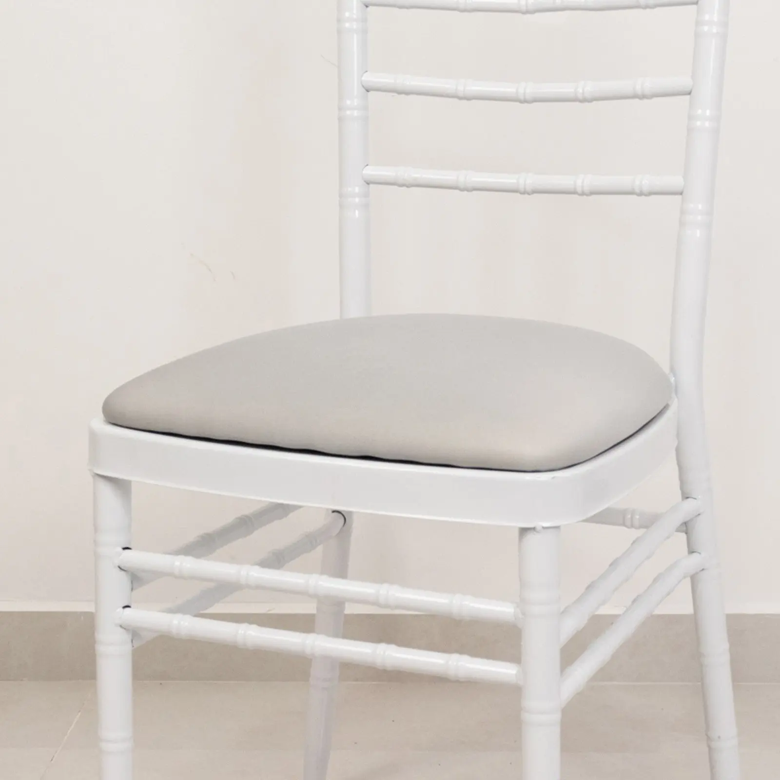 5 Pack Spandex Chiavari Chair Cushion Covers Silver - Washable Stretch Fitted Seat Pad Slipcovers for Dining Chairs