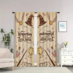 Golden Snitch Sorting Hat, Wand, Trophy, Glasses, Indoor Curtains (Light Blocking, Heat Insulation, Soft), Suitable for Home Decor
