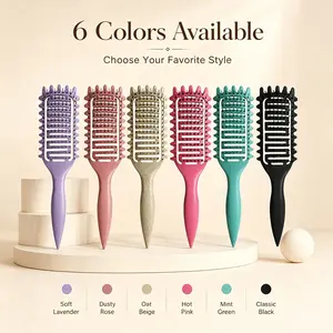 1PC Curl Defining Brush Comb – Minimal Aesthetic Style, Vented Hollow Design for Quick Drying, Detangling & Scalp Massage, Wet/Dry Styling Tool for Curly, Wavy & Coily Hair, For Women, Home/Salon
