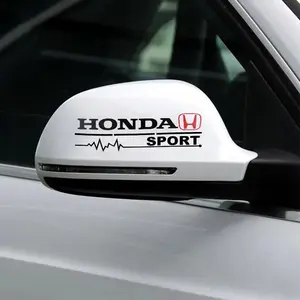 2PCS Car Stickers Rear View Mirror Decorative Sticker For Honda Mugen Power Theme Civic Accords CRV Hrv Jazz CBR VTEC VFR Accessories