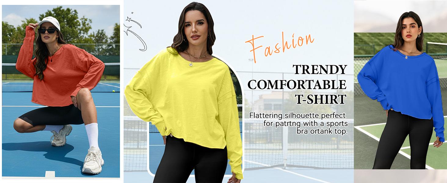 Mundoven Women's Open Back Tops Y2K Short / Long Sleeve Workout Shirts Casual Yoga Athletic Gym Slouchy Crop Running Tees