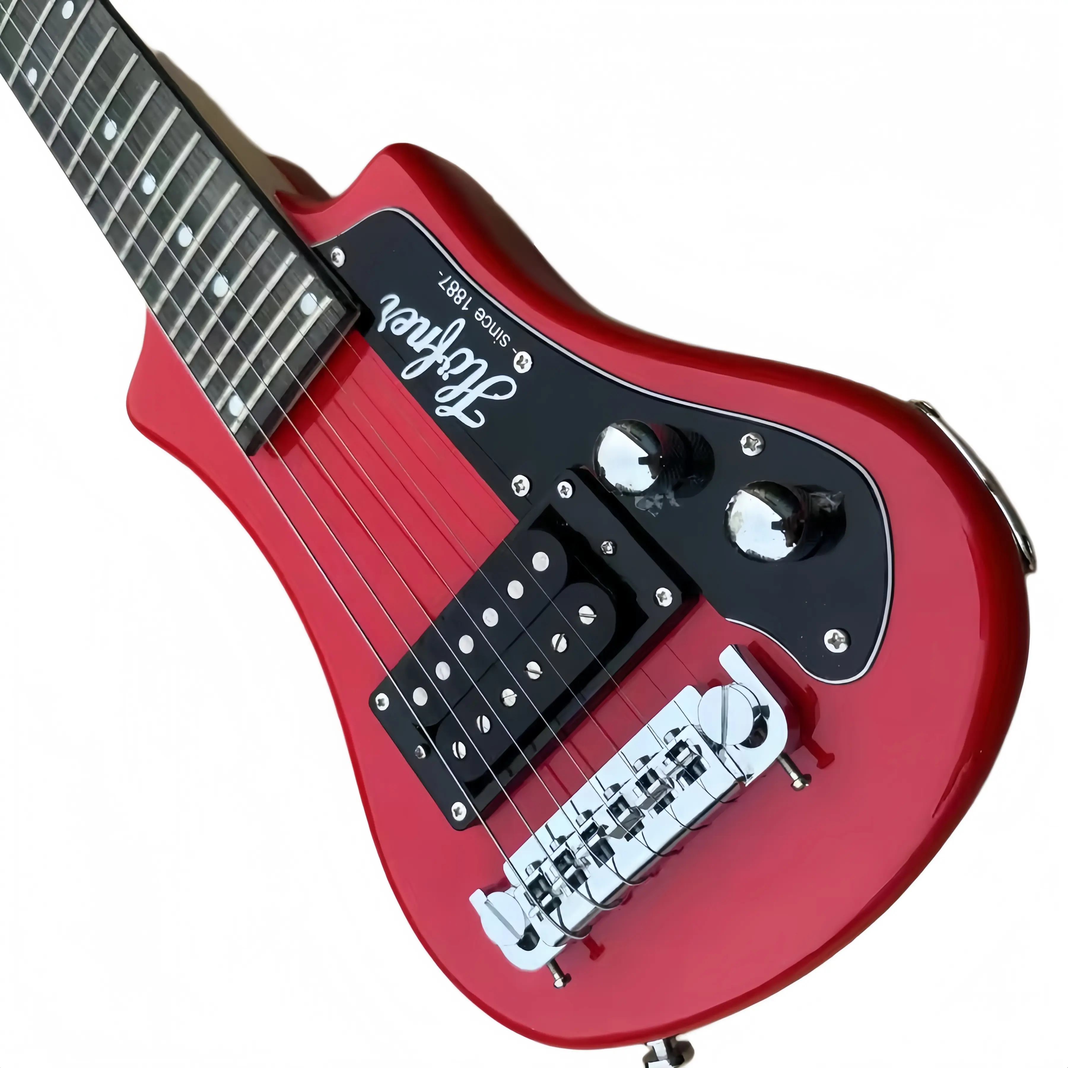HOFNER Shorty Travel Electric Guitar - Red Musical Instrument for Hobbyists