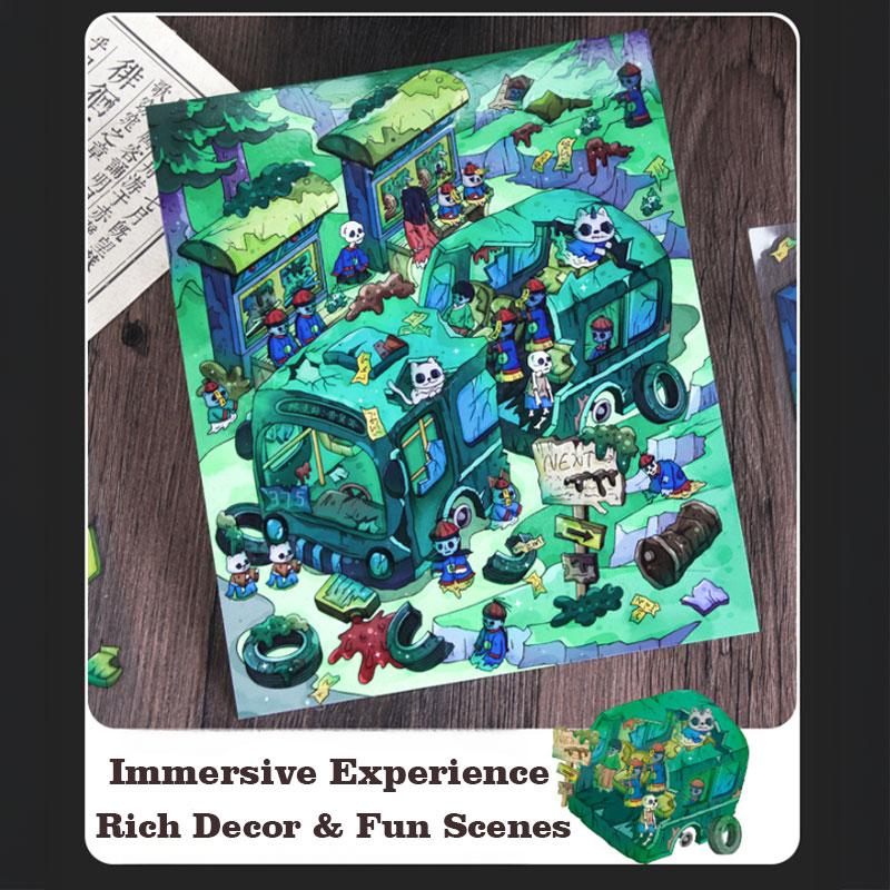 Dark Carnival Series – 3D Scene Sticker Kit,DIY Surreal Diorama for Room Decor & Display,Dark Fantasy Gift for Alt & Horror Aesthetic Lovers,PET Sticker Set