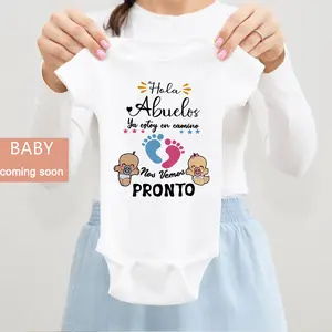 Hello Grandparents I'm on My Way See You Soon Print Baby Bodysuit Pregnancy Announcement Outfit Infant Reveal Romper for Family