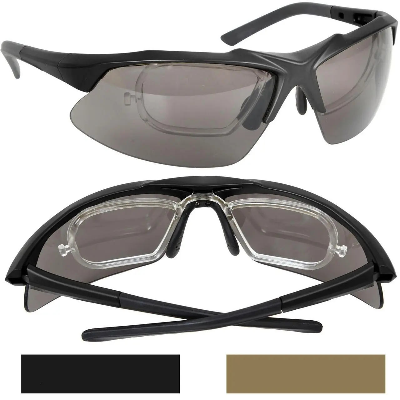 Unisex Tactical Ballistic Glasses Kit - Shatterproof Polycarbonate-Plastic Military Eyewear, Interchangeable Prescription Lenses for Outdoor Safety
