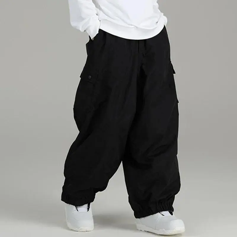 Spring Autumn Waterproof Windproof Loose-fit Single Board Ski Pants Men's Women's Outdoor Sports Multi-pocket Casual Pants