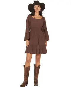 Shyanne Women's Highlands Bell Sleeve Embroidered Mini Dress - Swho25d3-Bn