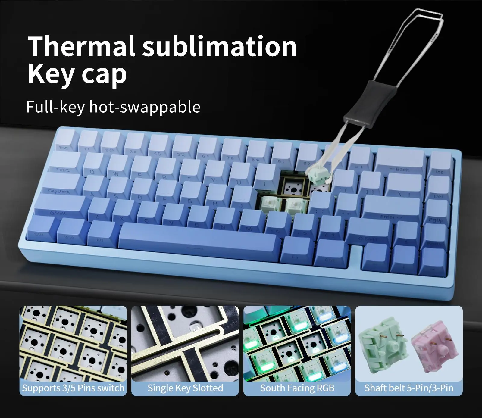67-key aluminum alloy tri-mode mechanical keyboard