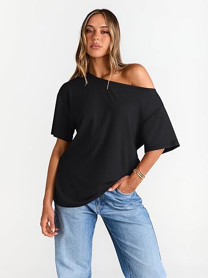 Womens Off the Shoulder Tops Oversized T-Shirts Short Sleeve Tees Summer 2026 Casual Spring Clothes Womens Off the Shoulder Tops Oversized T-Shirts Short Sleeve Tees Summer 2026 Casual Spring Clothes