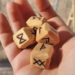 Handmade Faceted Rune Dice - Recycled Wood with Enchanted Reiki Energy for Divination & Energy Reading - Unique Mystical Gaming Tool