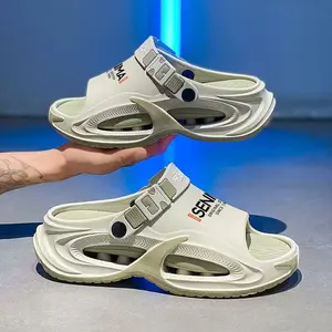 Men’s EVA Summer Slides – Thick Sole Non-Slip Breathable Sport Slippers, Hollow Street Style Comfort Sandals, Lightweight Indoor Outdoor Slippers Home Footwear slides for men