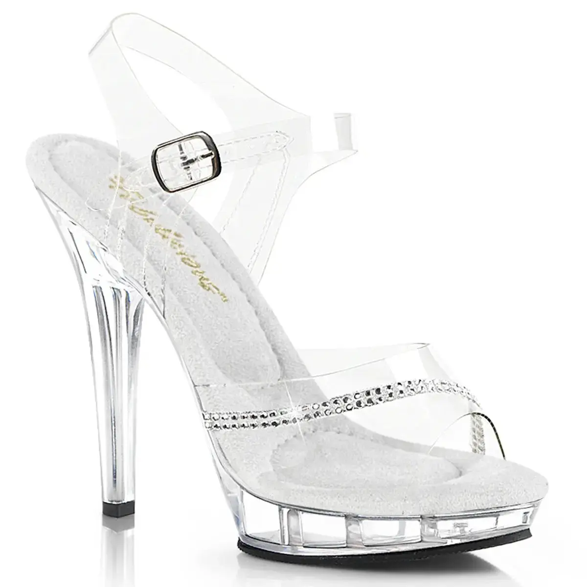 Fabulicious Lip-108R Women's Rhinestone Ankle Strap Sandal Clear