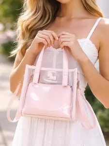 New PVC Shoulder Bag High Aesthetic Casual Fashion Handbag Transparent Travel Crossbody Lightweight Tote, Fashionable Bag, All Seasons, Elegant Bag