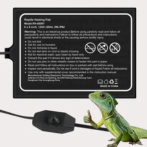 8“ x 6” Reptile Heating Pad with Thermostat Suitable for 20-gallon aquariums, 40-gallon aquariums, reptile terrariums, turtles, hermit crabs, snakes, lizards, and other reptiles Heating solution Convenient storage Waterproof Thermostat included Fleece Hea