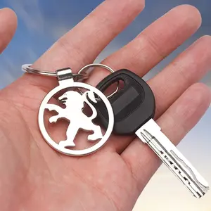 Car Style Metal Silver Color Keychain, Key Ring for Peugeot Cars, Durable Automotive Accessory, Stylish Car Accessories