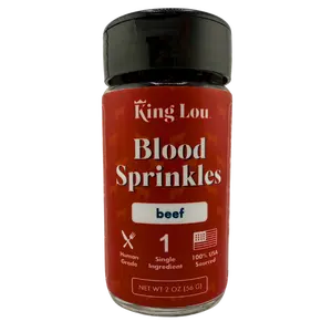 King Lou Beef Blood Sprinkles Topper for Dogs and Cats, 100% USA, Single-Ingredient Premium Quality Topper Supplement and Treat, Rich in Iron, Zinc, and B Vitamins