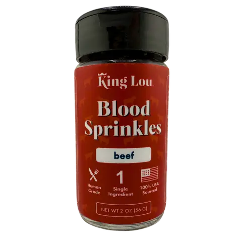 King Lou Beef Blood Sprinkles Topper for Dogs and Cats, 100% USA, Single-Ingredient Premium Quality Topper Supplement and Treat, Rich in Iron, Zinc, and B Vitamins