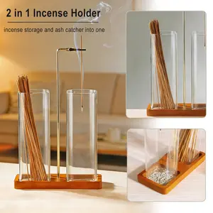 Two-In-One Incense Stick Burner, Large Glass Incense Holder with Ash Catcher, Inverted Incense Burner for Meditation Yoga Spa Home Decor, Aroma, Scented Home Fragrance