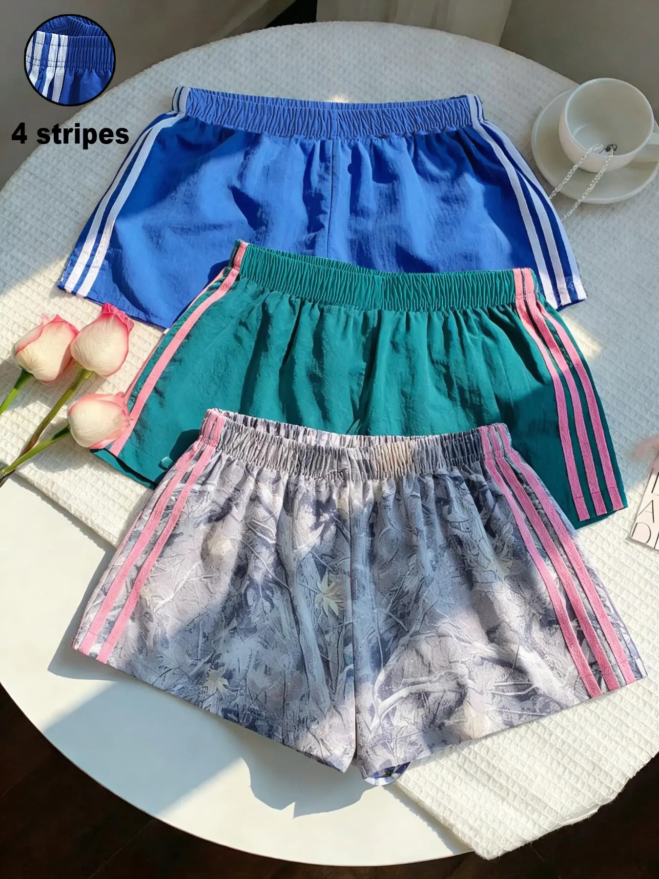 Trendy, Comfortable 3-Pack Women's Casual Loose Shorts, Side Stripe Design, Elastic Waist, Perfect for Spring and Summer Carnival Activities, Casual Comfy Shorts