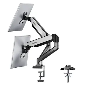 Dual Monitor Arm - NearHub Adjustable Gas Spring Monitor Mount for 13-32 Inch Screens, Each Arm Holds 4.4 to 22 lbs, 100x100mm Max VESA Size, with C-Clamp and Grommet Mounting Base, Nice Monitor Stand for Gaming and Office