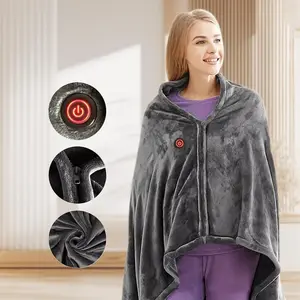 USB Rechargeable Electric Blanket, Wearable Heated Blanket, Heating Blanket, 1 Count Soft Single Thermal Shawl, 3 Levels Adjustable Temperature Control Blanket for Home Office Outdoor Travel Car