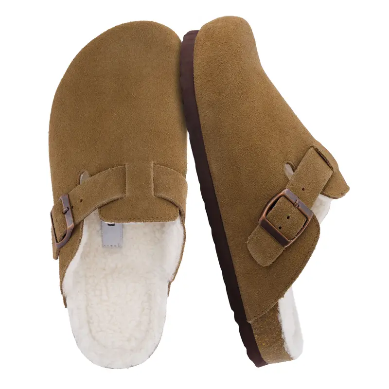 Cushionaire Hana Genuine Suede Fur Lined Cozy Clogs for Women | Classic Leather Mules with Soft Faux Fur Lining | Ultra Comfortable Soft Footbed Clogs with Supportive Insole | Flexible Outsole Casual Clogs for Everyday Walking | Stylish Clog Mule Design
