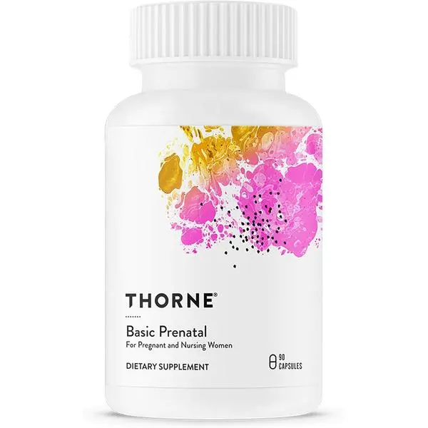 THORNE - Basic Prenatal - Well-Researched Folate Multi for Pregnant & Nursing Women - Includes 18 Vitamins & Minerals, Plus Choline - Third-Party Certified - Gluten, Dairy & Soy-Free - 30 Servings
