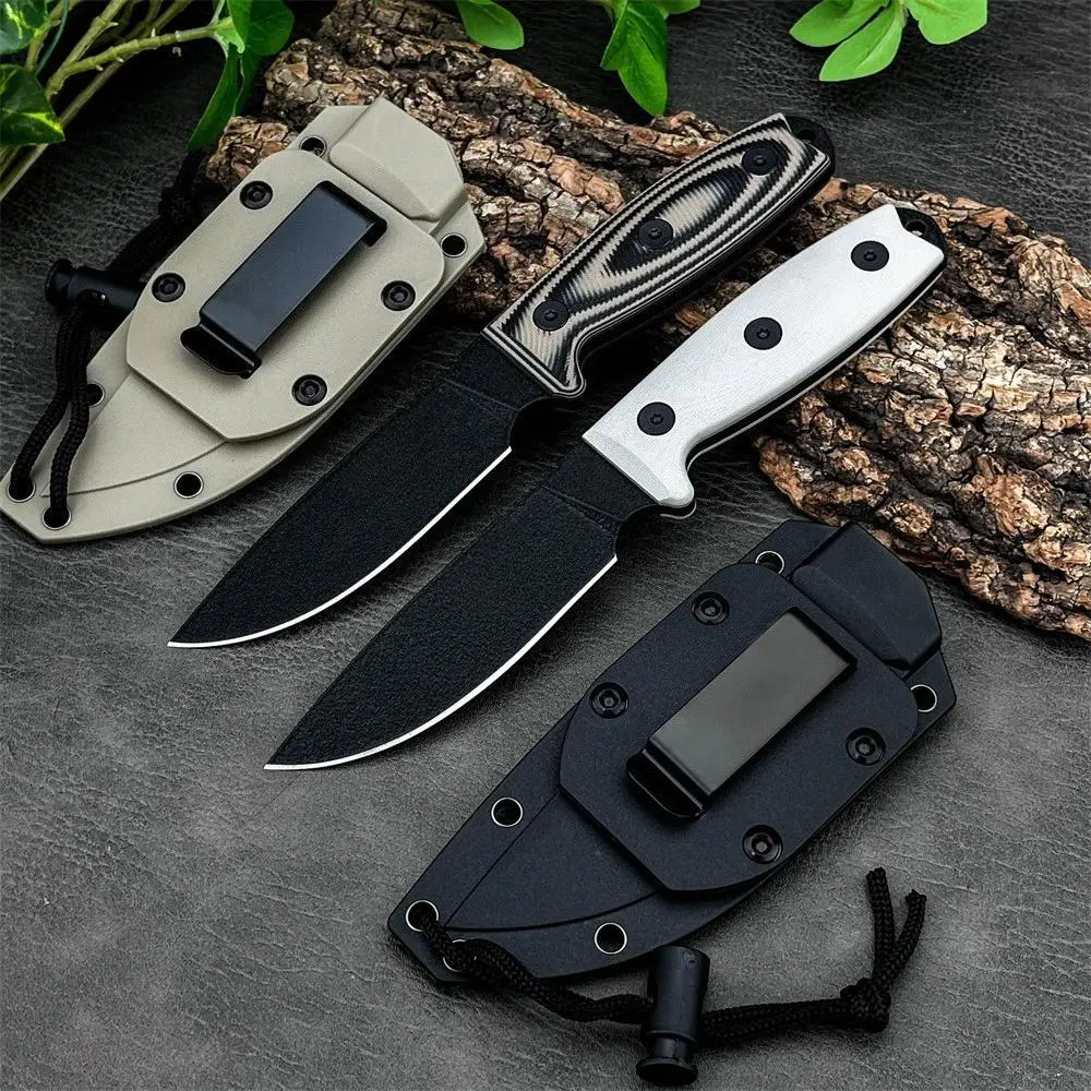 Sturdy Heavy-Duty Outdoor Fixed-Blade Knife with D2 Steel Blade, G10 Handle, Sheath for Sheathed Carry, EDC Gear Hiking Gear for Outdoor Camping, Ideal Gift for Men