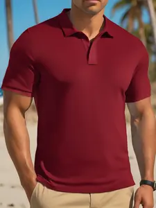 Men's Slim Fit Polo Shirt, Dye-Sublimated Fabric, Casual Fashion for Daily Wear & Outdoor Activities, Stylish Men's Clothing