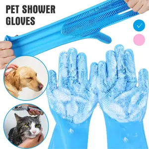 Pet Bath Glove Dog Hair Grooming Cleaning Brush Dog Shower Brush Bathing Massage Glove for Dogs Tools Silicone Dog Cat Bath Gloves Anti-scratch Imitation Bite Household Multi-functional Cleaning Supplies