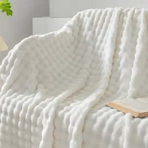 3D Bubble Light Weighted Throw Blanket, Soft Cozy Fuzzy Fur Blanket for Couch Sofa Bedroom, Super Heavy Warm Blanket for All Ages