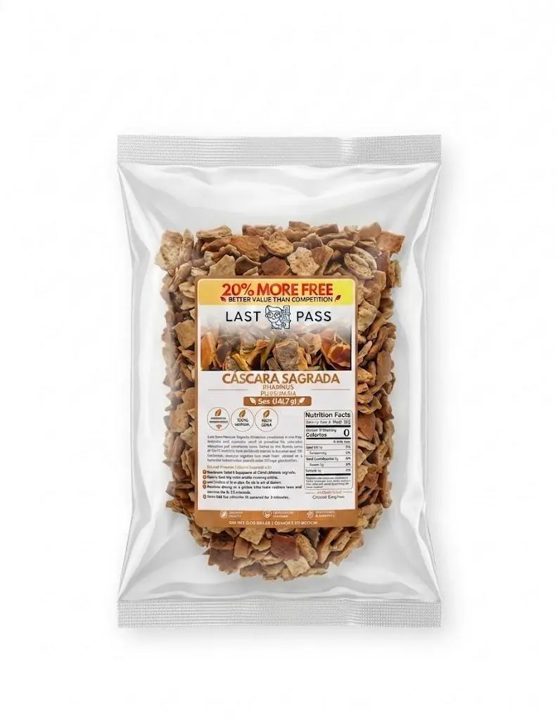 Last Pass Cascara Sagrada Loose Leaf Herbal Tea - 5oz Natural, Non-GMO, Chemical-Free Bark Infusion, Earthy Bold Flavor, Easy-to-Brew for Caffeine-Free Lifestyle Beverage