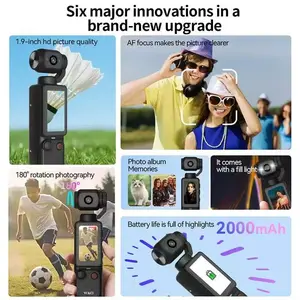 DarlingCase 4K Pocket Camera with Handheld Stabilizer 8-in-1 32GB Card 270° Manual Rotation for Vloggers Travel Gifts New 1080P handheld outdoor sports camera conference recorder portable pocket riding camera