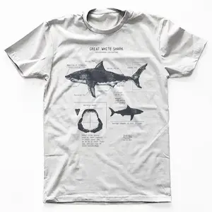 Shark Tee, Great White Shark T-Shirt Educational Scientific Illustration Anatomy  Marine Life Apparel for Ocean and Shark Enthusiasts.