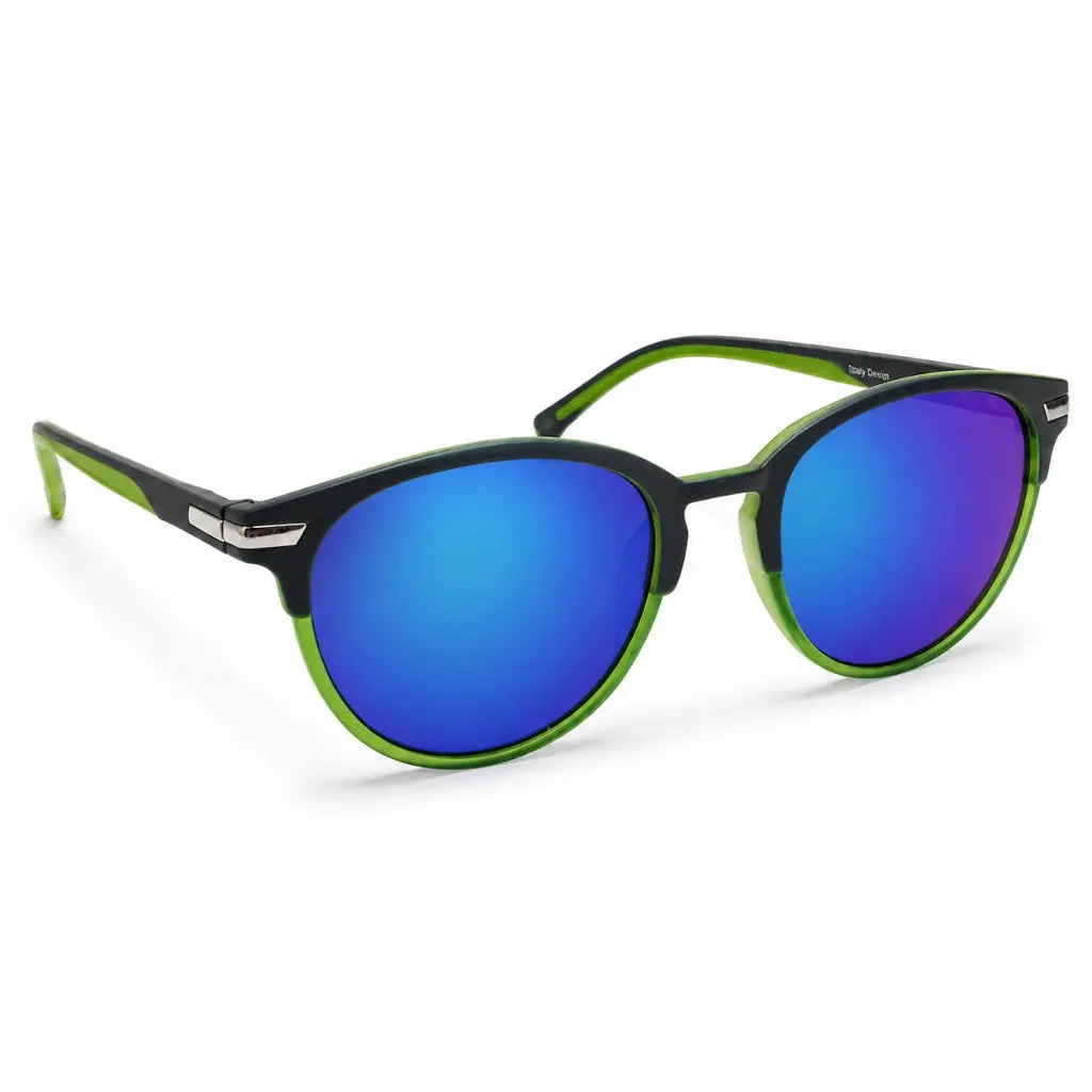 Blue Green Mirrored Sunglasses – Retro Rectangle Streetwear Shades
