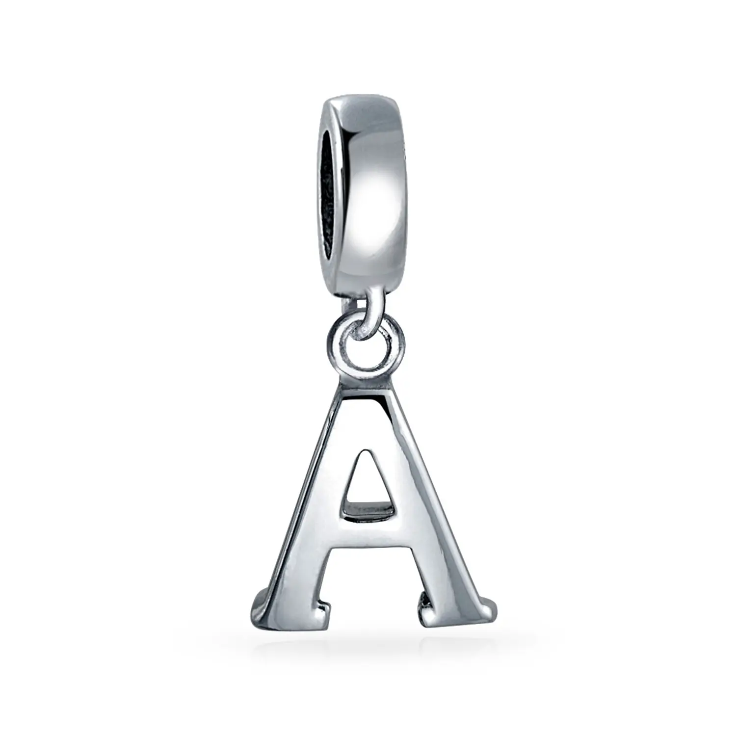 Sterling Silver Personalized Gift Dangle Block Letter A-Z Alphabet Initial Charm Bead for Bracelet