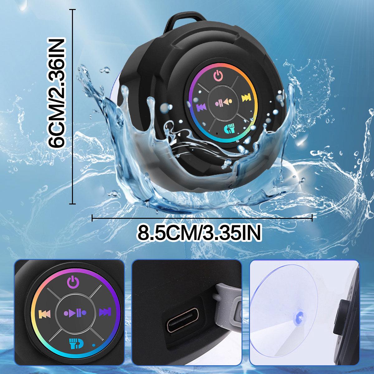Portable bathroom speaker, 24-hour long battery life, bathroom audio system, dynamic RGB lighting, Bluetooth speaker, suitable for bathroom activities with children, travel, family entertainment, and gaming. High dynamic range。