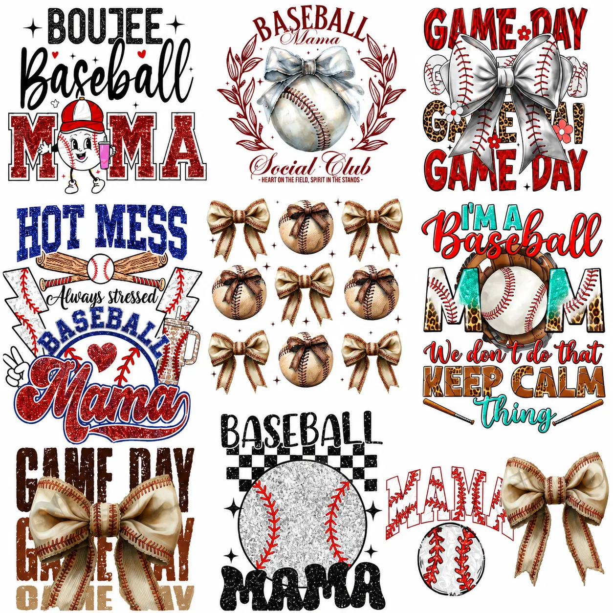 Baseball 1  DTF Gang Sheet – 22" x 60" | Ready to Press | Same Day Shipping 10 Full Size
