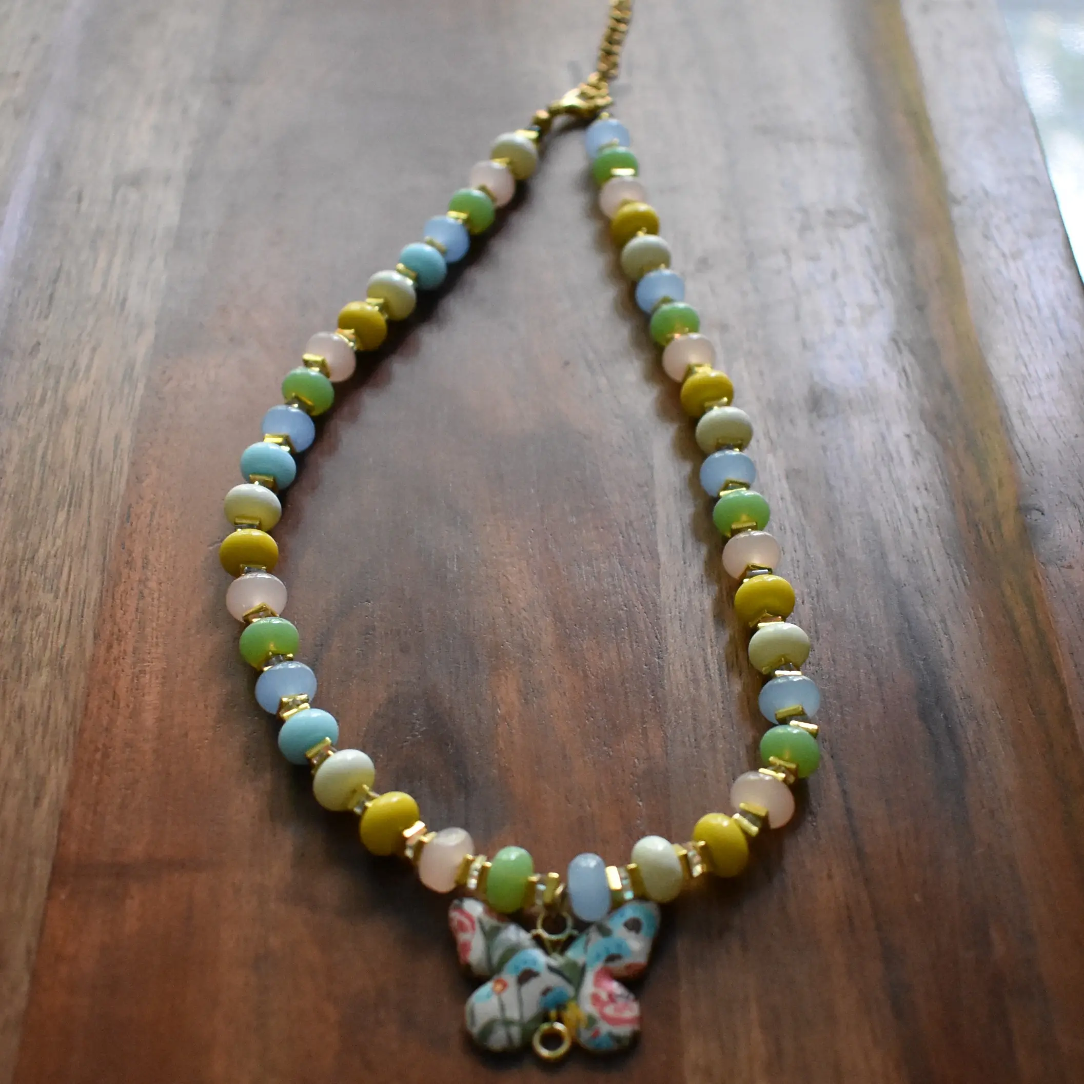 Anthro Dupe Rondell Butterfly Charm Necklace