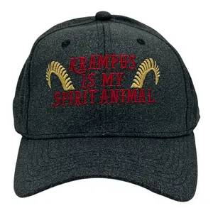 Krampus Is My Spirit Animal Hat Funny Sarcastic Christmas Graphic Novelty Cap Funny Hats Christmas  Funny Sarcastic  Novelty Caps for Men Black - Standard