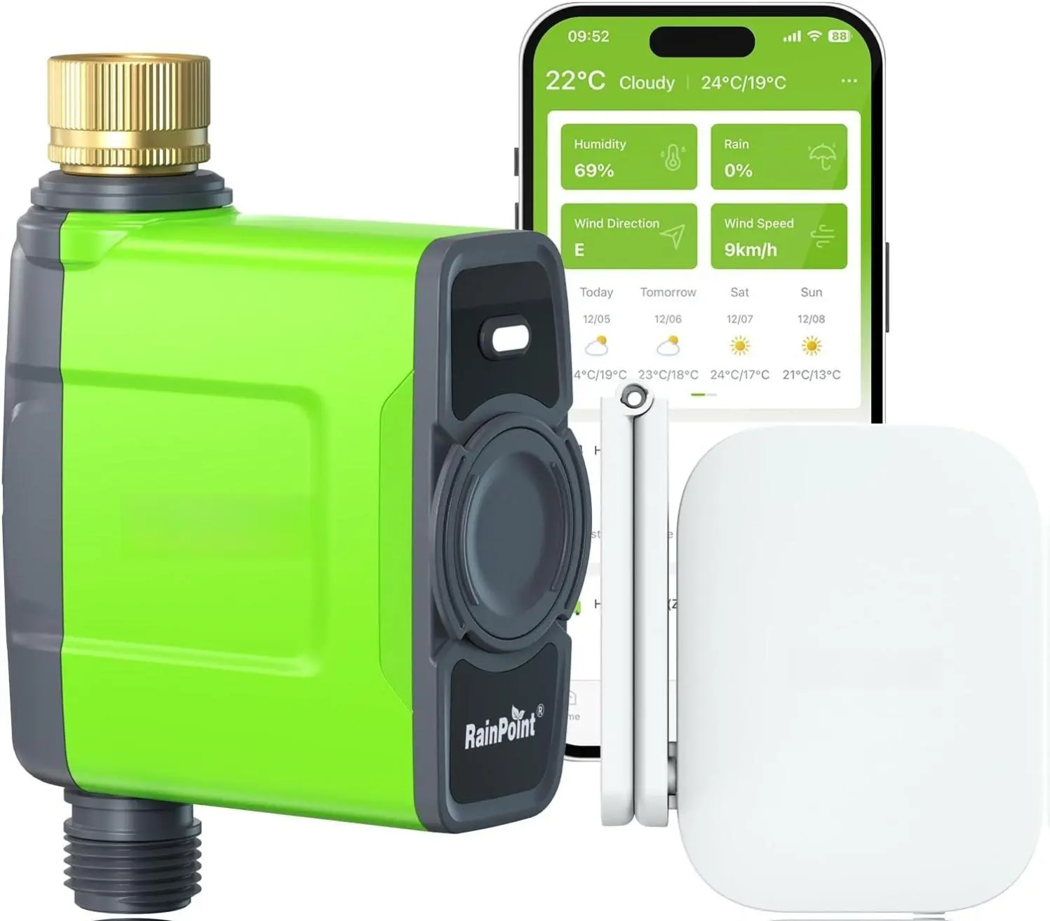 Rain Point WiFi Water Timer for Garden Hose, Smart Sprinkler Timer with WiFi Antenna Gateway, Automatic Irrigation Controller, APP Remote Control, Weather-Based Smart Watering, for Lawn, Garden